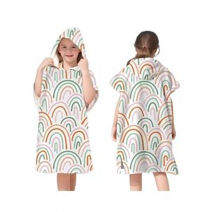 Proumhang Poncho de Surf/Bain/Piscine/Plage pour Enfants,Serviette de Bain &agrave; Capuche en Microfibre,Peignoir &agrave; Langer en &eacute;ponge,Poncho de Bain &agrave; Capuche pour Gar&ccedil;ons et Filles Style 2 75x60cm (labellevie_NO1, neuf)