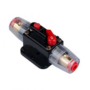 Disjoncteur de 15A Porte-fusible en ligne de 15A Bloc d'inverseur 12V-24V CC à réarmement manuel pour la protection du système audio solaire pour voiture automobile marine bateau et système solaire (Keple, neuf)