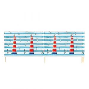 Ladeheid Paravent de Plage avec Poteau en Bois Accessoire Pratique de Plage LAEX001 (Phare, 5 m) (Hisert, neuf)