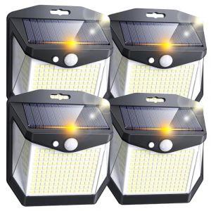 Lampe Solaire Exterieur Mouvement Détecteur: 248 LED Lampe Spot Solaire Extérieur Détecteur de Mouvement 3 Modes Exterieures Jardin Projecteur Solaires 270° Eclairage pour Patio Garage Lot de 4 (LPEU-001, neuf)