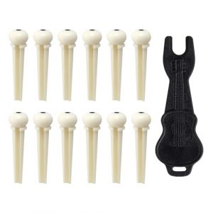SYEYCW 12 Pi&egrave;ces Chevilles de Chevalet pour Guitare avec 1 Pi&egrave;ces Chevilles Extracteur Outil, Goupilles de Chevalet de Cordes en Plastique, pour Guitares Acoustique, Folk, Classique, Ivoire (XUANWEI STORE, neuf)