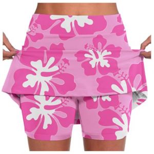 Jupe Short Femme Sport Grande Taille 2 en 1 Fleur Jupes De Tennis avec Poche Décontracté Ventre Plat Jupette Jupe-Culotte Taille Haute pour Le Golf, La Randonnée, La Course, Le Cyclisme (XXXXXL) (FATUS, neuf)