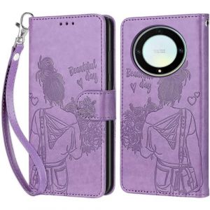 Coque pour Honor X9A 5G / Honor Magic5 Lite, Housse Etui Portefeuille Cuir Multifonction, Fermeture Magn&eacute;tique &agrave; Clapet Anti-Choc Compatible avec Coque Honor Magic 5 Lite Book - Violet (KENHONER, neuf)