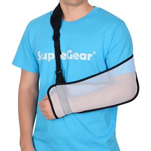 supregear Écharpe de Bras, Sling Bras Écharpe de Bras en Maille, Bride D'immobilisation de Bras D'épaule Légère Support de Stabilisateur D'épaule Respirant pour Bras Coude Poignet Main, Blanc (J&D Tech FR, neuf)