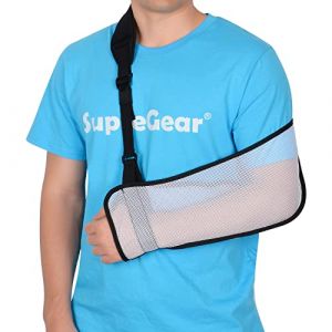 supregear Écharpe de Bras, Sling Bras Écharpe de Bras en Maille, Bride D'immobilisation de Bras D'épaule Légère Support de Stabilisateur D'épaule Respirant pour Bras Coude Poignet Main, Blanc (J&D Tech FR, neuf)