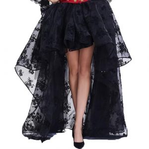 Zooma Femme Sexy Corset Bustier en Dentelle avec Noir (Jupe) en Tulle Floral Gu&ecirc;pi&egrave;re D&eacute;guisement Gothique - Noir (Jupe) - XXL (CHAOHU DATU, neuf)