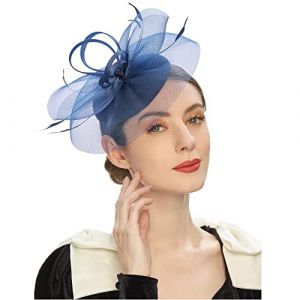 Chapeau bibi Kentuckys Derbys pour fête de thé, bandeau pour bandeau, fleur (bleu marine, taille unique) (zzllsse, neuf)
