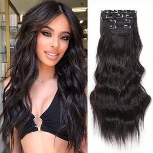 YDDM Extension Cheveux Naturel Clip Noir Marron Extension a Clip Cheveux Naturel Boucl&eacute; Extensions de Cheveux Extension Rajout Cheveux Clip Naturel Clip (YDDM Hair, neuf)