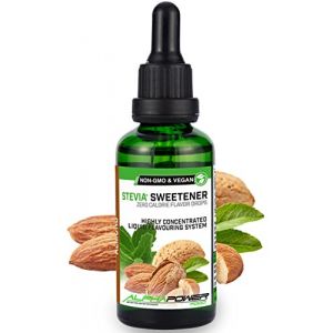 ALPHAPOWER FOOD St&eacute;via Gouttes de fruit de amande - ar&ocirc;me alimentaire naturel I &Eacute;dulcorant Liquide - tr&egrave;s concentr&eacute; 1 x 50 ml. flavour Stevia drops, Flavdrops (ALPHAPOWER FOOD, neuf)