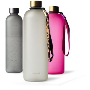 MAMEIDO Gourde 1,5l - Bouteille d'eau Design Plastique avec Marqueur de Temps de Motivation, sans BPA, étanche (Ivory Beige Gold, 1500ml) (RM COMMERCE, neuf)