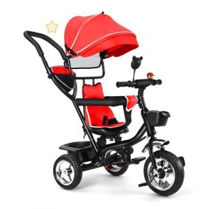 Tricycle à Pousser pour Filles et Garçons,Tricycle bébé évolutif, Canne Télescopique & Pédales Amovibles-pour Filles et GarçonsPare-Soleil, vélo de Marche vélo pour Les Enfants Plus âgés (Hechheu, neuf)