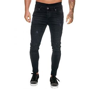 Oanviso Homme Jean Troué Mode Skinny Slim Fit Pantalon Denim Styles Déchiré Sport Trousers avec Fermeture Éclair Casual Pants Trekking Outdoor Cargo Vintage B3 Noir M (Osheoiso Inc., neuf)