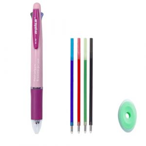 Stylos &agrave; bille effa&ccedil;ables 4 en 1 multicolores - 4 couleurs - Stylo &agrave; bille r&eacute;tractable de 0,5 mm - Stylos &agrave; encre multicolore pour bureau, &eacute;cole, &eacute;tudiants, enfants, cadeau (rose macaron) (MROOFUL, neuf)