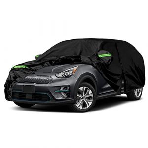 Bâche Voiture Étanche Compatible avec 2016-2022 Kia NIRO/e-NIRO/EV/HEV/PHEV, Housse de Voiture complète Housse Voiture Extérieur Respirante avec Fermeture éclair de Porte et Bandes Coupe-Vent (Amomusm, neuf)