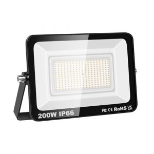 SKYWORLD 200W Projecteur LED Extérieur 1 pièce,20000LM Projecteur LED IP67 Etanche Spot LED Extérieur,6000K Blanc Chaud Projecteur Exterieur LED,Projecteur Extérieur pour Cour Jardin Garage Terrasse (FSYP, neuf)