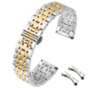 HEYOZURY Bracelet de Montre en Acier Inoxydableextr&eacute;mit&eacute; Droite et Incurv&eacute;e Bracelet en M&eacute;tal 12mm 14mm 16mm 18mm 19mm 20mm 21mm 22mm Bracelet de Remplacement en M&eacute;tal Hommes Femmes (YOYOStrap, neuf)