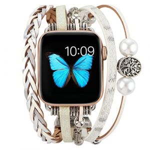 VeveXiao Compatible avec Apple Watch Series 7 Bracelet 41mm 45mm, Bracelet en Acier Inoxydable pour Femme Bracelet de Remplacement pour iWatch 40mm 44mm 38mm 42mm Série 7, SE, Série 6/5/4/3/2/1 (XiaoVeve, neuf)