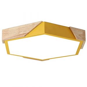 AKNGFO Plafonnier Plafonnier Encastré en Bois en Métal Plafonniers Plats À Intensité Variable pour Éclairage De Salon De Cuisine De Chambre À Coucher 3000K/4500K/6000K Commutable/Jaune/30Cm (A peerless and excellent store, neuf)