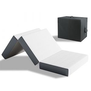 Vesgantti Matelas Pliable 80x195x10cm - Matelas invité Pliable en Mousse à Mémoire de Forme en Gel, Housse Souple Oeko-TEX, avec Sac de Transport - Parfait lit Pliant 1 Personne, lit d'appoint Matelas (BongBang Town, neuf)