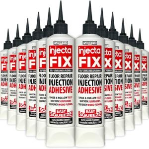 Injectafix 300ml- Kit Réparation Carreaux Décollés et Creux - Colle à Injection Puissante et Autonivelante - Facile à Utiliser sans Pistolet - Fixe Carreaux Lâches - Squeeze Tube (Floor-Fix Pro, neuf)