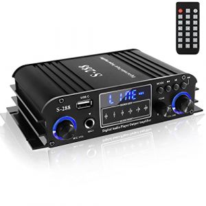Etlephe Amplificateur audio 4 canaux,amplificateur HiFi, amplificateur stéréo Bluetooth 5.0, 1200W, radio FM carte SD portable/entrée USB/radio FM, pour la maison ou votre voiture 50W x4 (JF-mall, neuf)