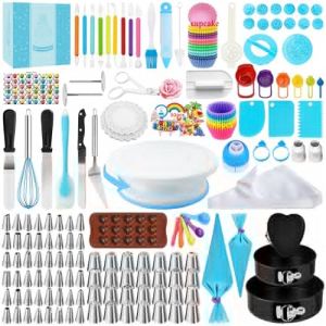 AZOMKER Kit Patisserie, Plateau Tournant Patisserie, Moule Gateau, Moule Layer Cake, Ustensiles à Pâtisserie, Kit Patisserie Professionnel, Accessoire Patisserie (442 Pièces) (AZOMKER Direct Store, neuf)