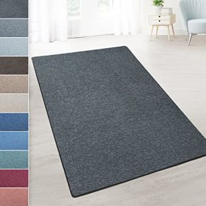KARAT - Tapis de Salon élégant - Tapis de Passage Doux avec Bords sans Frange - Antidérapant Antistatique - Qualité Allemande - Tapis Durable et Facile à Entretenir - London, Anthracite 240x100 cm (Velvet Trading, neuf)