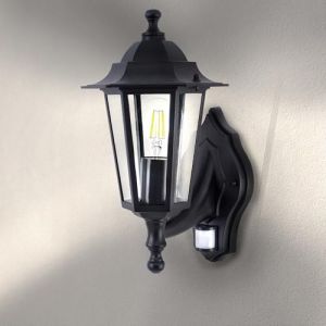 Ledvion Classic Vela, Applique Murale Classique LED Extérieur Avec Détecteur de Mouvement, Noir, Raccord E27, Lampe Murale, Lumière Exterieur, IP44 (Ledvion, neuf)