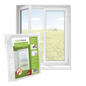 EASYmaxx Moustiquaire de fenêtre avec Velcro | Peut être découpée jusqu'à 150 x 130 cm | Montage facile de la protection anti-insectes - sans percer ni visser | Bande Velcro autocollante [Blanc] (DS e-Sales GmbH, neuf)