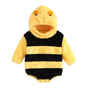 Loalirando Combinaison Barboteuse Animaux B&eacute;b&eacute; Unisexe avec Capuche &agrave; Manches Longues en Velours Chaud pour l'Hiver (0-24 mois) (Jaune Abeille, 0-3 Months) (Biu-clothing, neuf)