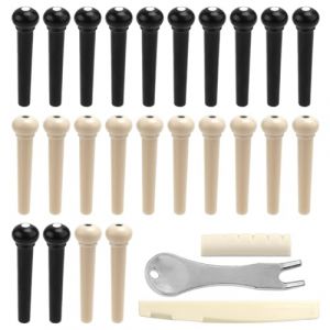 24pcs Chevilles de Chevalet pour Guitare Acoustique, Chevilles Chevalet Acoustique Chevilles Chevalet pour Guitare Pièces Rechange Outil de Guitare Accessoires pour la Plupart des Guitares (Beisong, neuf)