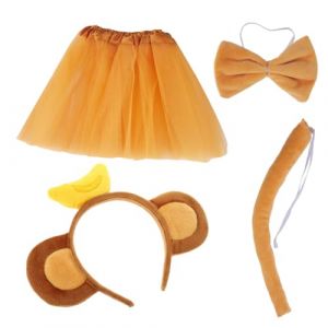 HONMEET 1 Bandeau singe banane bandeau décoratif costumes d'animaux sur le thème de la jungle deguisement singe Déguisement singe queue bandeau d'oreille d'animal mignon en tissu (ATriss, neuf)