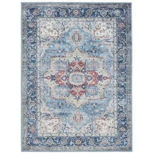 RugVista Georgia Oriental Tapis Moderne, 300x400 cm, Rectangulaire, Poil Court, Lavable en Machine jusqu'&agrave; 30&deg;, Salon, Salle de s&eacute;jour, Chambre, Salle &agrave; Manger, Cuisine, R&eacute;siste &agrave; l'eau, Bleu/Multi (Rugvista, neuf)