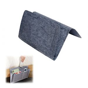 AOMiGT Sac de Rangement Chevet, 1 Pièces 32×10×20cm Organiseur de Canapé, Poche de Lit en Feutre, Sac de Chevet à Suspendre, Poche de Rangement de Chevet, Feutre Sac de Rangement de Lit (Gris) (HYINGBHH, neuf)