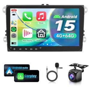 4G+64G Autoradio pour VW Golf 5 6 Passat Jetta Caddy EOS T5 Tiguan Touran CC Polo avec CarPlay Android Auto sans Fil, &Eacute;cran Tactile HD 9'' Autoradio Android 13, GPS Wi-FI USB Bluetooth FM RDS Cam&eacute;ra (VECHTEL, neuf)