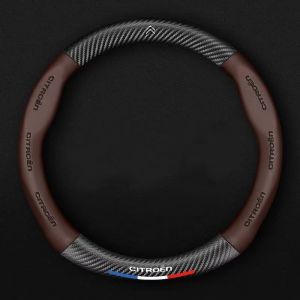 Housse de Volant de Voiture pour Citroen Berlingo 2(II) 3(III) I 2015-2018 2018-2024, Antid&eacute;rapant Respirant Couvre Prot&eacute;g&eacute; Volant Souple Accessoires Decoration Cadeau,Brown-Round (XiangTanHangKeJingShangMaoYouXianGongSi, neuf)