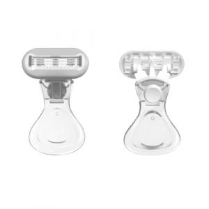 Rasoir manuel à manche court pour femme, rasoir de voyage pour les jambes et les aisselles, rasoir de voyage, cinq lames pour une expérience de rasage plus rapide et plus propre, réutilisable (blanc) (SunWings, neuf)