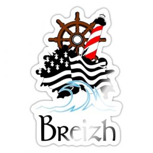 Spreadshirt Bretagne Breizh Drapeau Breton Phare Autocollant/Sticker, 10 x 10 cm, blanc brillant (Spreadshirt France, neuf)