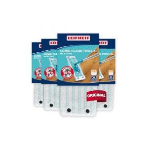 Leifheit Lot de 4 Housses Clean Twist ou Combi XL Micro Duo, Housse de Rechange en Microfibres pour Balai à Plat Combi, Housse nettoyante et absorbante pour Balai serpillère (avantrado.shop, neuf)