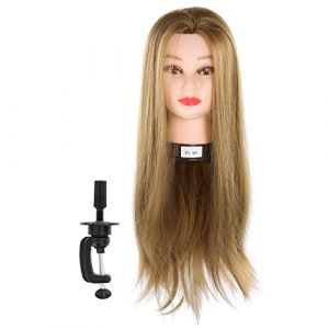 Tête de Mannequin de Cosmétologie, Tête de Formation de Coiffure, Tête de Mannequin, Mannequin de Poupée de Coiffure avec Cheveux pour la Pratique de la Coiffure et de la Coiffure (Xinyuea, neuf)