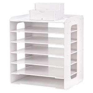 QWORK&reg; Bac &agrave; Courrier &agrave; 7 Niveaux, Range Document A4 en Bois et Plastique, Organisateur de Bureau (shavinglikes, neuf)