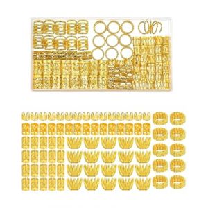 KGDUYC 110 PCS Bijoux Cheveux Tresse Doré, Bijoux de Cheveux Bague Cheveux Tresse Bijoux de Tresse de Cheveux Dreadlocks de Cheveux en Aluminium Bijoux Cheveux Doré pour Femmes Hommes (Qertyias OÜ, neuf)