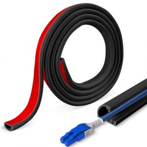 Goulotte Passe câble Auto adhésive 6 mètres, Type D 15x10 mm Noir, Cache câble Mural et Sol Flexible en PVC, pour télévision, Bureau et Domicile, Inclus Ciseaux (YouMoro, neuf)