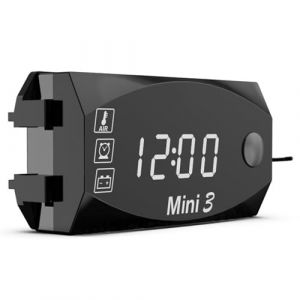 Meichoon 3 en 1 Voiture Horloge Num&eacute;rique Voltm&egrave;tre Thermom&egrave;tre 12V &Eacute;tanche Batterie Moniteur De tension LED Grand &Eacute;cran Affichage pour Motoa V&eacute;hicules &Eacute;lectriques Blanc (Meichoon Direct, neuf)