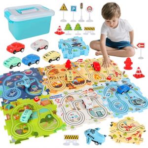 Charmofun 6 Styles Circuit Voiture Enfant, Jeux &Eacute;ducatif pour Enfants 3 4 5 6 7 Ans, DIY Puzzle Piste de Course avec 6 Voitures Jouets, Cadeau pour Gar&ccedil;on Fille 3+ Ans (Pulsepoint Market Kft., neuf)