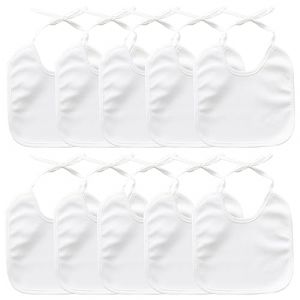TNSLAND Lot de 10 bavoirs double &eacute;paisseur pour b&eacute;b&eacute; 18 * 18cm bavoir bebe en coton doux et Imperm&eacute;able pour Nouveau-n&eacute; Baby Shower Fille Garcon (blanc) (dongguanshiqinciqingwangluokejiyouxiangongsi, neuf)