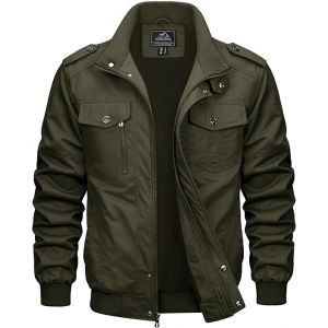 MAGCOMSEN Veste Militaire Homme, Cargo d'extérieur Mi-Saison Pour, Coupe-Vent, Pour le Printemps Décontractée en Coton, Col Montant, Veste de Travail à Poches Multiples (MAGCOMSEN SHOP, neuf)