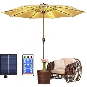 104 LEDs Solaire Lampes pour Parasol, 8 Modes Lampe Parasol de patio avec Télécommande, IP67 Étanche Guirlandes Lumineuses Idéales pour Jardin, Tentes de Camping (Techolong Fr, neuf)