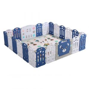Reenborn Parc Bebe Modulable, Grand Parc Bebe avec Tapis, Parc Bebe Pliable pour Nourrissons Intérieur Extérieur, Centre d'activités pour Enfants Aire de Jeux avec Éponge Anti-collision (20+2) (huangzhongguig, neuf)