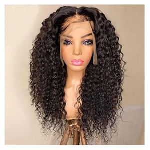 Naturelle Perruque Dames perruques bouclés avant de lacet perruques eau naturel noir femmes perruque de cheveux synthétiques pré plumé quotidien perruque perruques Cheveux Naturel (yizhishizizaichuangtou, neuf)